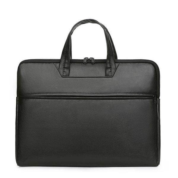 

briefcases portable lapbag business travel bags pu leather fashion simple black men's handbag briefcase messenger men