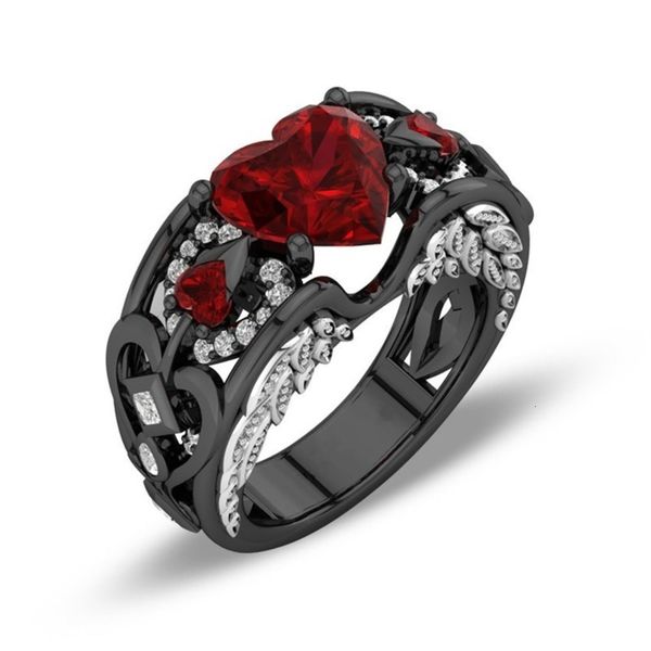 

new red heart crystal engagement ring red angel ring, Black