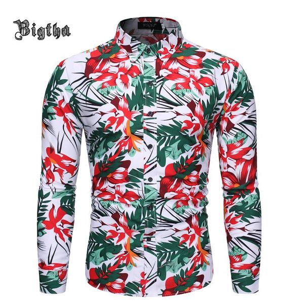 

men's casual shirts shirt men dress printed button down long sleeve hawaiian blouse playeras de hombre male clothing ropa, White;black