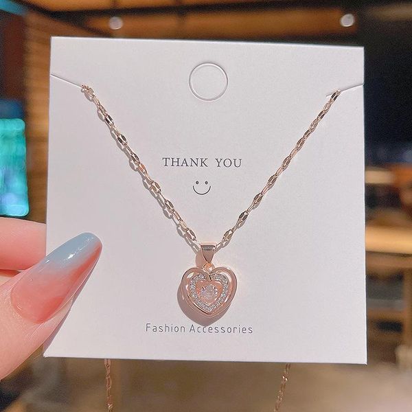 

pendant necklaces style simple temperament design feeling love titanium steel necklace female student girlfriend gift clavicle chain, Silver