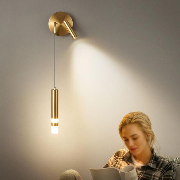 

modern and simple aisle corridor background wall chandelier adjustable rotating bedroom reading spotlight lamp