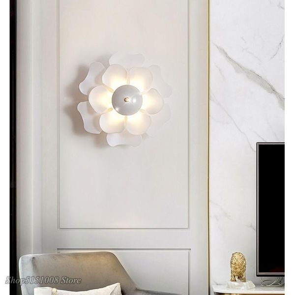 

wall lamp modern led white petal acrylic living room background decoration corridor childrens bedroom bedside lights