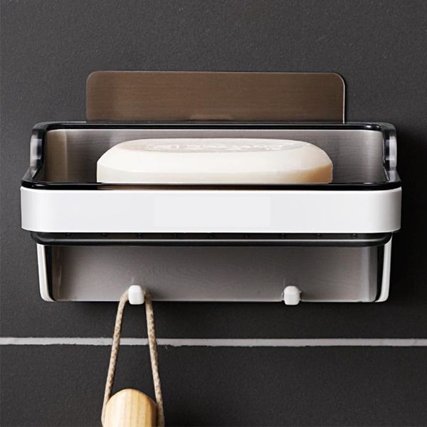 

bathroom storage & organization wall mounted self adhesive rack soap sponge dish no drilling box shelf removable drain shelves