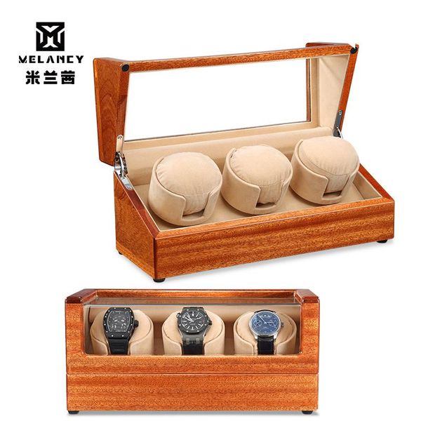 

watch boxes & cases wooden winder with high gloss piano paint,automatic organizer, Black;blue