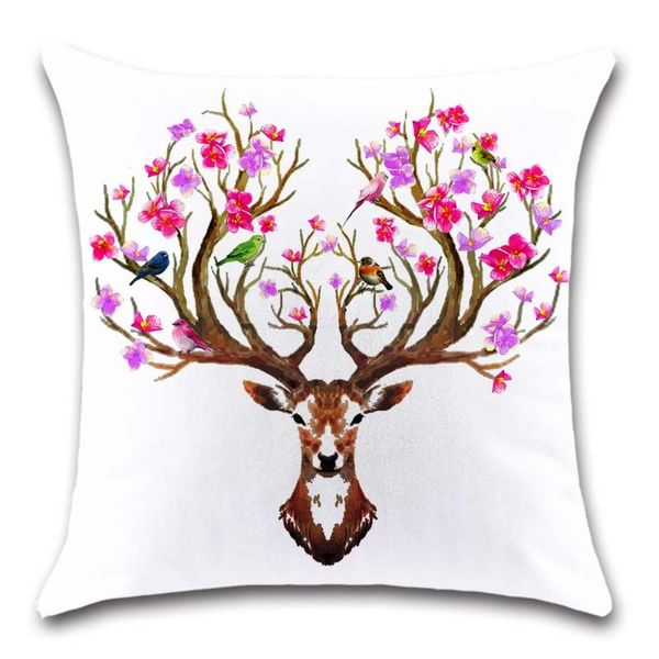 

cushion/decorative pillow cartoon deer flowers nordic decorative painting cushion cover chair home sofa shop seat friend kids bedroom gift p