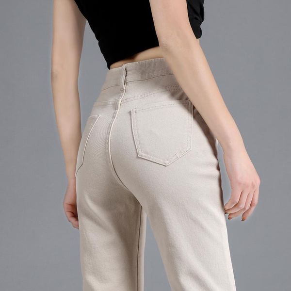 

women's jeans elastic waist women high wais plus size denim harem pants casual female mom korean fashion 2021 khaki black blue
