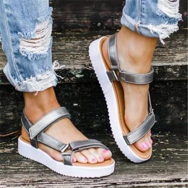 

women sandals summer shoes woman pu leather peep-toe wedge comfortable flat slip-on 2021 dress, Black