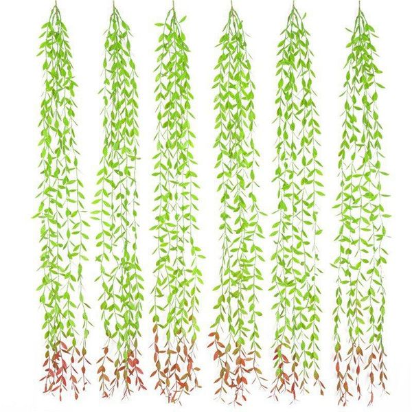 

decorative flowers & wreaths artificial ivory white grape vine wall hanging single fork five head simulation green leaf rattan wedding garde