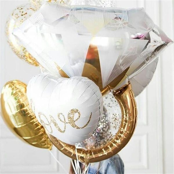 

party decoration rose gold diamond ring foil balloon bride love letter engagement bridal shower wedding supply