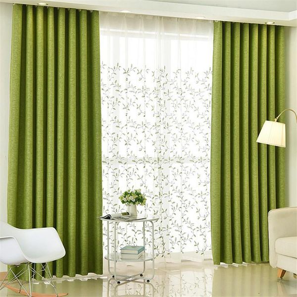 

curtain & drapes green blackout finished customize curtains and tulle elegant faux cotton linen living room