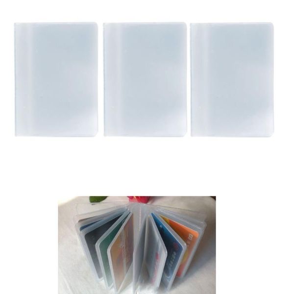 

card holders fashion plastic pvc clear pouch id holder organizer keeper pocket name business bags solid 10 slots, Brown;gray