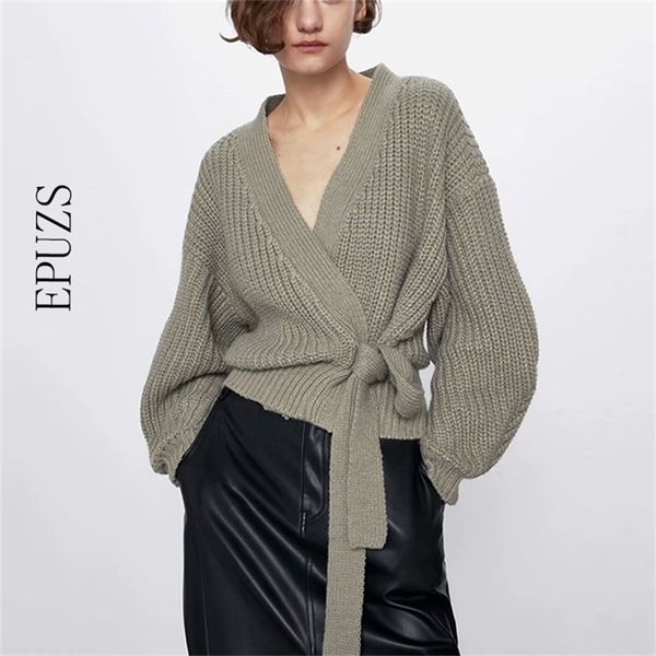 

vintage green kntted cardigan women long sleeve sweater fashion wearm v neck korean s female casual 210521, White