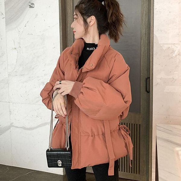 

women's down & parkas coat style korean female loose cotton clothing collar bread cotton-padded jacket web celebrity winter women, Black