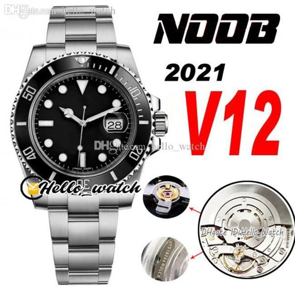 

2021 n v12 116610 sa3135 automatic mens watch black ceramics bezel and dial 904l steel bracelet ultimate super edition (correct shock, Slivery;brown