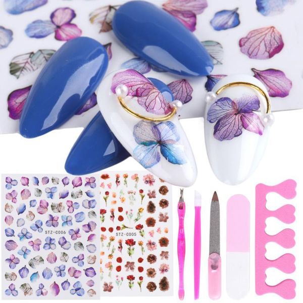 

nail sticker 3d real flower leaf design decal summer autumn diy slider for manicure art decorations tools lastzc01-111