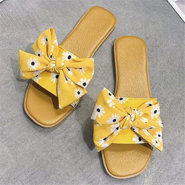 

large size one-word slippers women summer bow sandals fashion casual womens shoes platform sandal beach, Black