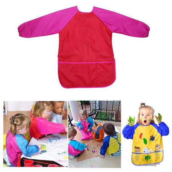 

aprons children long sleeve waterproof apron kid art craft painting cook feeding smock
