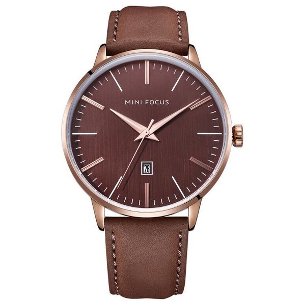 

Classic Luxury Men's Wristwatch - Top Grain Italian Leather Watch Band - 42mm Chronograph Watch - Japanese Quartz Movement, Brown