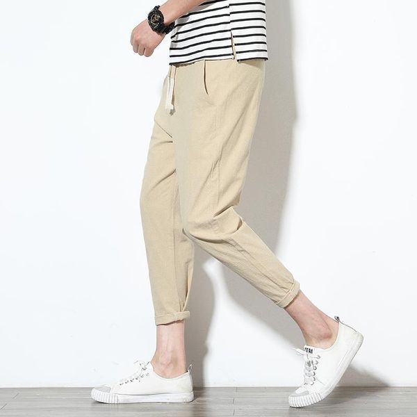 

men's pants 2021 summer boys' cotton jogging solid color fitness casual and ankle street slim, Black