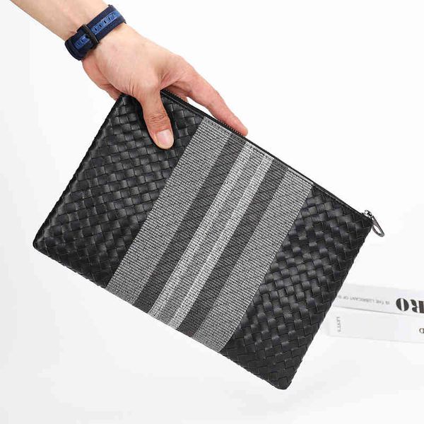 

handbag personalized embroidery men's envelope bag large capacity clip, Black;red