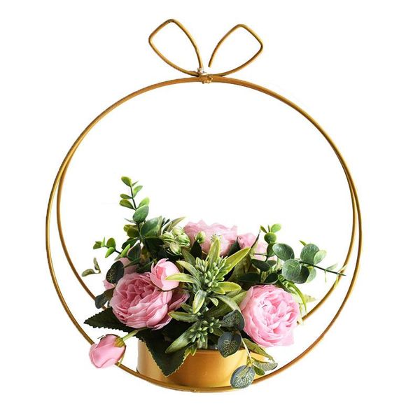 

vases ins metal geometry flower pot creative basket arrangement accessories wedding party decoration stand