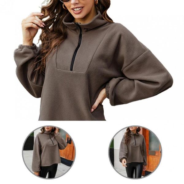 

women's hoodies & sweatshirts women casual solid color patchwork stand collar sweatshirt loose tracksuit long sleeve streetwear, Black