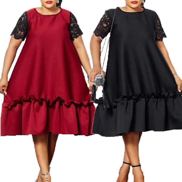 

ethnic clothing -4xl african women short sleeve plus size dress dresses for, Red