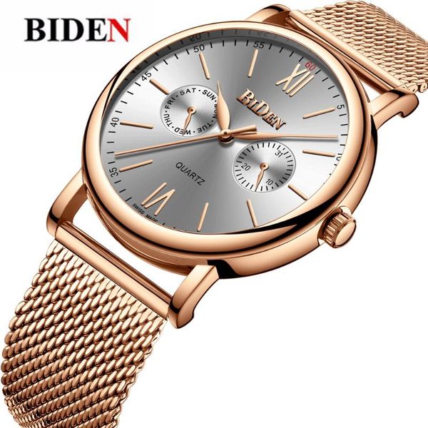 

wristwatches gold balck mens watches quartz sports watch mesh steel waterproof male wristwatch clock relogio masculino gift, Slivery;brown