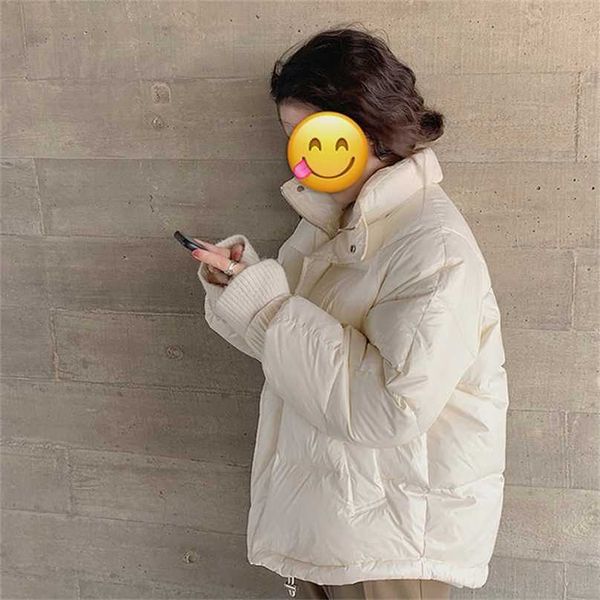 

short down padded jacket women korean version of the wild loose pearlescent stand-up collar winter 211216, Black