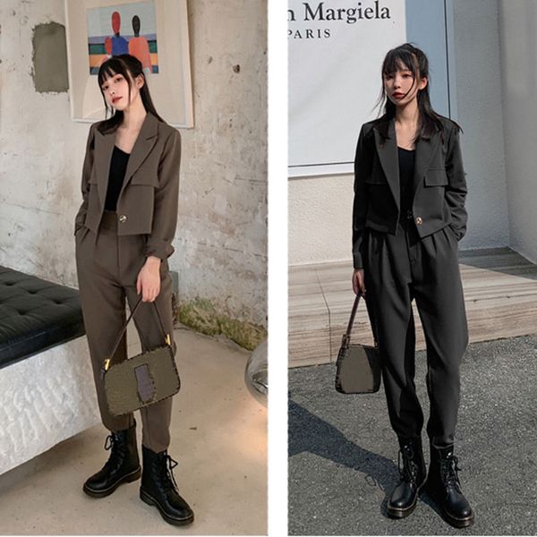 

women's two piece pants casual pant ensemble, women's ensemble of two pieces, short jacket and long trousers, for office s0d15c jt, White