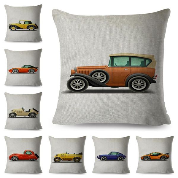 

cartoon supercar cushion cover for sofa home children room decor hypercar classic car print pillowcase linen pillow case 45x45cm cushion/dec