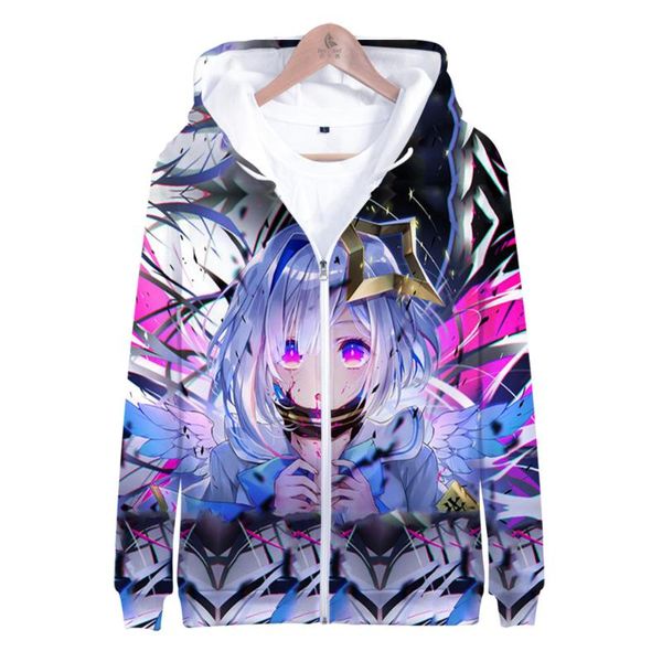 

men's hoodies & sweatshirts anime hololive vtuber amane kanata 3d autumn winter holiday passionate style men/women streetwear zip kawai, Black
