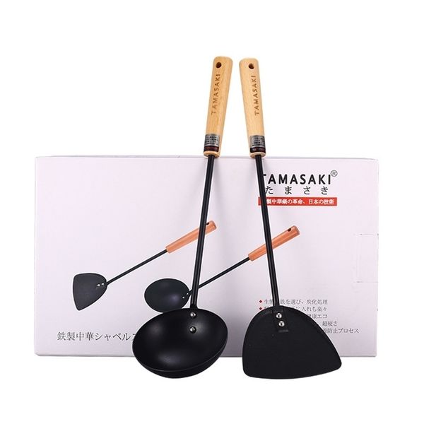 

factoryug6inon utensils stick kitchen wooden pot handle cooking spatula frying spoon kitchenware set