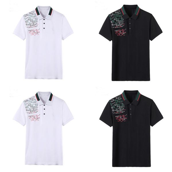 

2021polo shirts print stripe letters mens t-shirts fashion clothing short sleeve calssic tshirt black white business casual clothe size : m, White;black