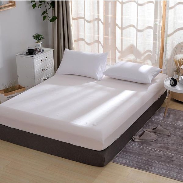 

sheets & sets 3pcs elastic fitted sheet solid color bed with band double queen size 180cm*200cm mattress cover 100% polyester