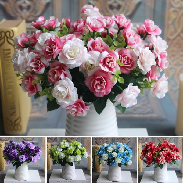 

decorative flowers & wreaths weddingflower 15 heads fake silk bouquet artificial rose wedding floral decor plant