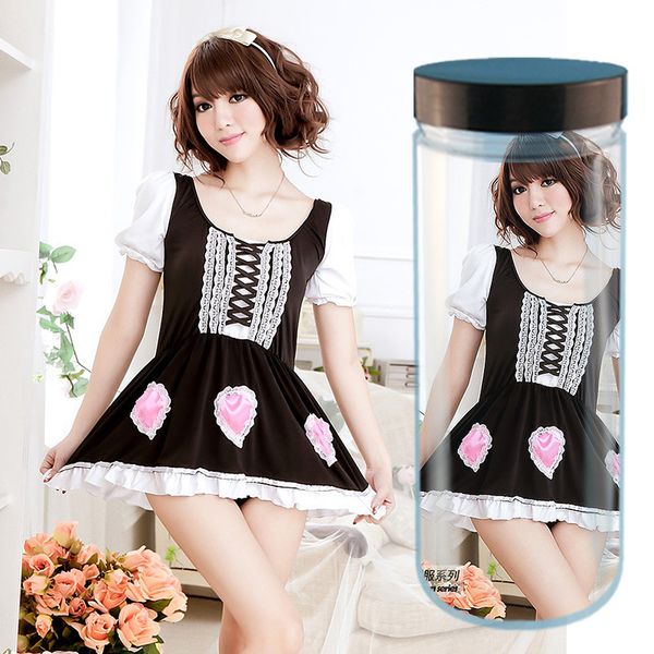 

vending machine packing box fun uniform cos stage performance clothes cute heart maid temptation fs030, Black;white