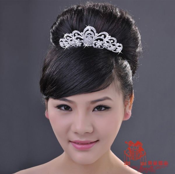 

wedding bridal headwear with diamond crown, Slivery;golden