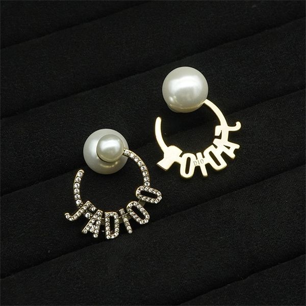 

new earrings pearl full brilliant diamonds earrings, Black