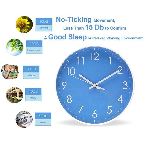 

wall clocks clock battery operated indoor non-ticking silent quartz quiet movement for office,bathroom,living room dec
