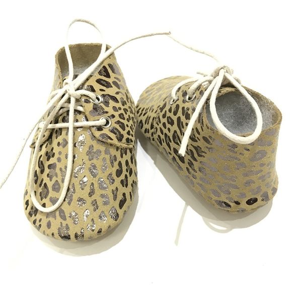 

fashion leopard laces leather soft soled baby walking shoes oxford shoes