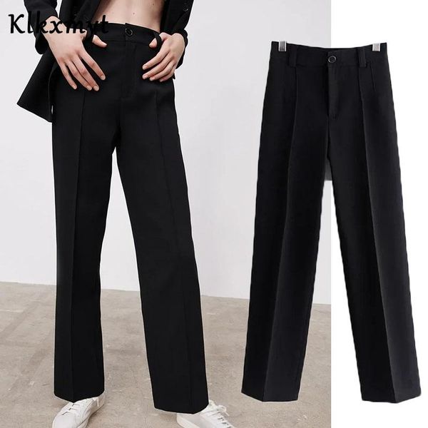 

women's pants & capris klkxmyt za women england style fashion office wear causal black pantalones mujer pantalon suit femme trousers, Black;white