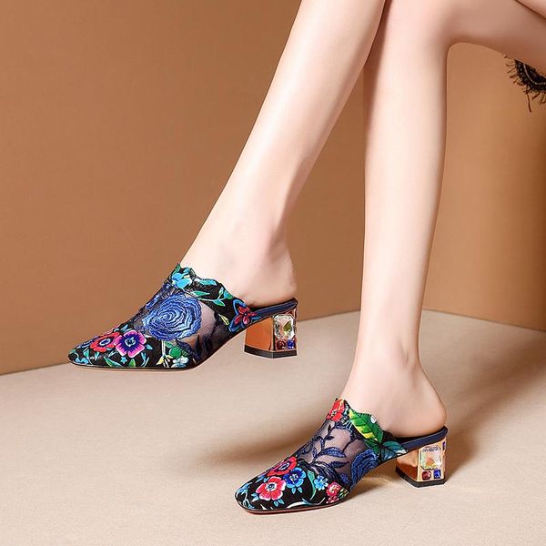 

slippers sklfgxzy summer product women fashion genuine leather women's shoes cowhide high-heeled sandals, Black