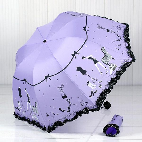 

arrival beautiful girl pattern umbrella rain women fashion arched princess umbrellas female parasol creative gift 5822