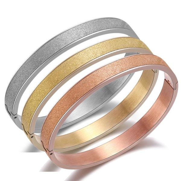 

jewelry rose gold/golden plated frosting bangle women korean fashion bracelets stailness steel wristband lovers, Black