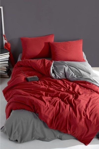 

bedding sets red & gray double 100% cotton duvet cover set 153-99-002269