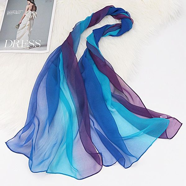 

scarves 2021 fashion square scarf for women neck hair tie band bag warp soft neckerchief gradient hijab head female foulard, Blue;gray