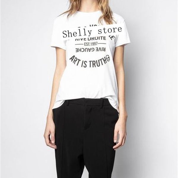 

women t-shirts 100% cotton letter printed womne tshirt summer o-neck short sleeve tees 210408, White
