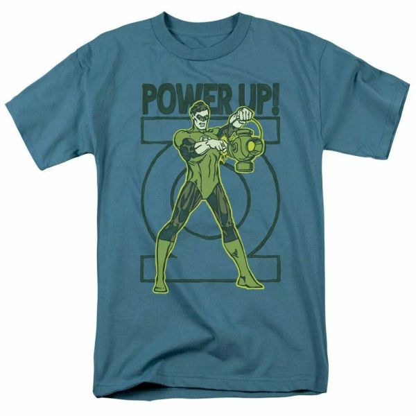 

Green Lantern Power Up T Shirt Mens Licensed DC Comics Tee Slate, White;black