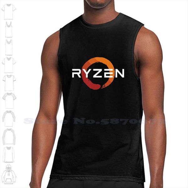 

seller amd ryzen logo merchandise custom funny tank sleeveless vest, White;black